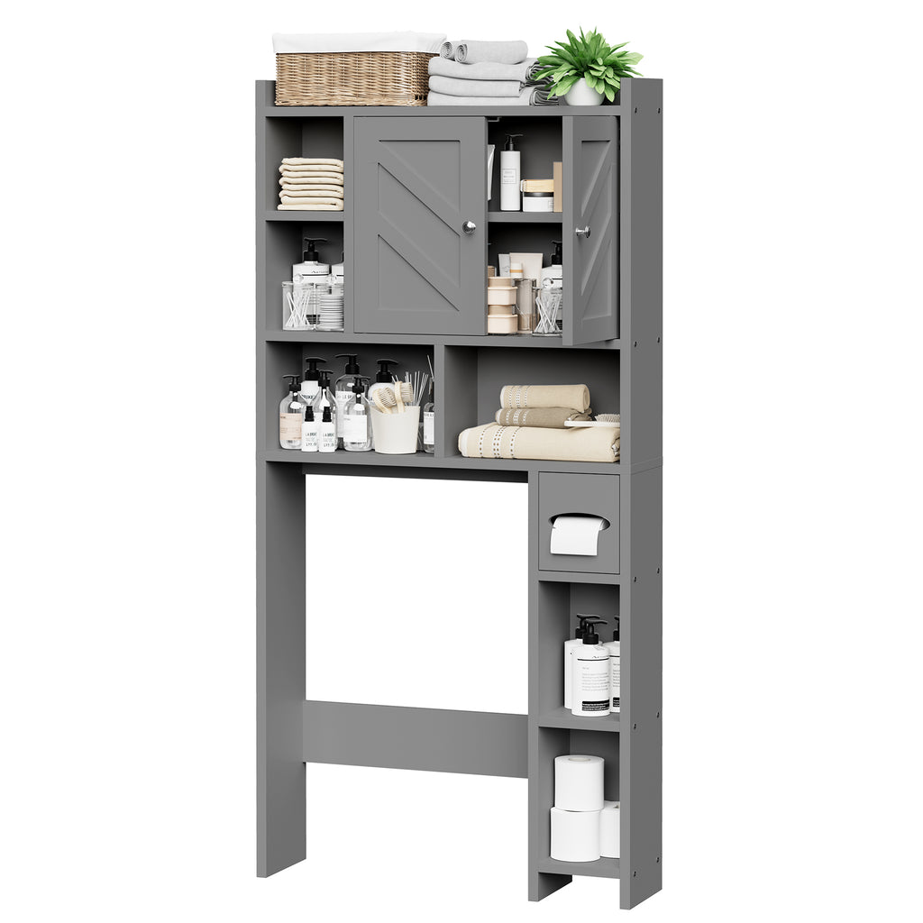 Meilocar Over the Toilet Storage Cabinet, Freestanding Storage Cabinet Over Toilet, Bathroom Storages Organizer Cabinets with Toilet Paper Holder Stand and Adjustable Shelf
