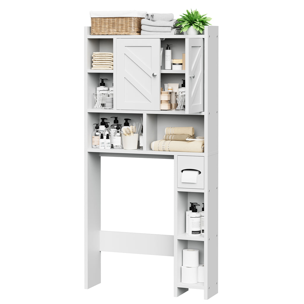 Meilocar Over the Toilet Storage Cabinet, Freestanding Storage Cabinet Over Toilet, Bathroom Storages Organizer Cabinets with Toilet Paper Holder Stand and Adjustable Shelf