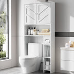 Meilocar Over Toilet Storage Cabinet with Toilet Paper Holder Stand, Freestanding Bathroom Storage Cabinet Over Toilet Organizer Space Saver W/Adjustable Shelf,