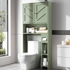 Meilocar 65.4" Over the Toilet Storage Cabinet, 29.1" Wide Bathroom Organizer with Toilet Paper Holder & Adjustable Shelf, Freestanding Space Saving Cabinet for Apartment, Laundry, Green