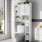 Meilocar Over the Toilet Storage Cabinet, Freestanding Storage Cabinet Over Toilet, Bathroom Storages Organizer Cabinets with Toilet Paper Holder Stand and Adjustable Shelf