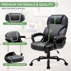 Meilocar Ergonomic Office Chair with High Back, Comfy Desk Chair, Adjustable Executive Office Chair for Home Office, Big and Tall Computer Chair Heavy Duty, Set of 2, Faux Leather Black