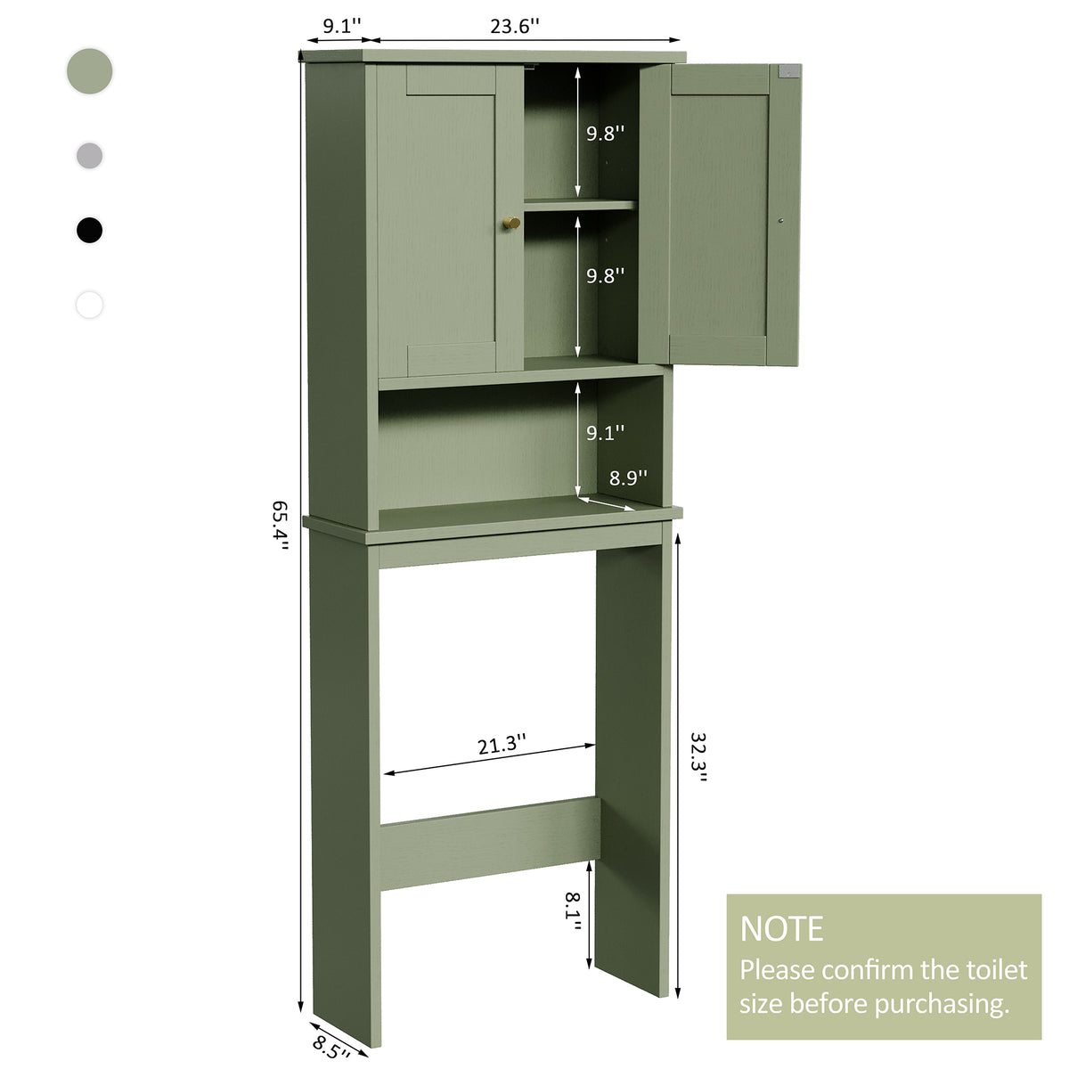 Meilocar Over the Toilet Storage Cabinet, Bathroom Storage Organizer Over Toilet, Space Saver W/Adjustable Shelf & Open Shelf