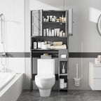 Meilocar Over Toilet Storage Cabinet with Toilet Paper Holder Stand, Freestanding Bathroom Storage Cabinet Over Toilet Organizer Space Saver W/Adjustable Shelf,