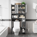 Meilocar Over the Toilet Storage Cabinet, Freestanding Storage Cabinet Over Toilet, Bathroom Storages Organizer Cabinets with Toilet Paper Holder Stand and Adjustable Shelf