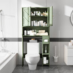 Meilocar 65.4" Over the Toilet Storage Cabinet, 29.1" Wide Bathroom Organizer with Toilet Paper Holder & Adjustable Shelf, Freestanding Space Saving Cabinet for Apartment, Laundry, Green