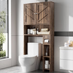 Meilocar Over Toilet Storage Cabinet with Toilet Paper Holder Stand, Freestanding Bathroom Storage Cabinet Over Toilet Organizer Space Saver W/Adjustable Shelf,