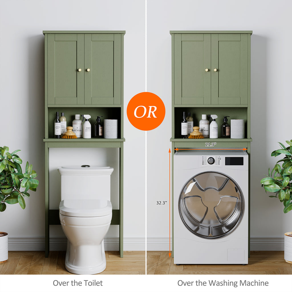Meilocar Over the Toilet Storage Cabinet, Bathroom Storage Organizer Over Toilet, Space Saver W/Adjustable Shelf & Open Shelf