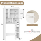 Meilocar Over the Toilet Storage Cabinet, Freestanding Storage Cabinet Over Toilet, Bathroom Storages Organizer Cabinets with Toilet Paper Holder Stand and Adjustable Shelf