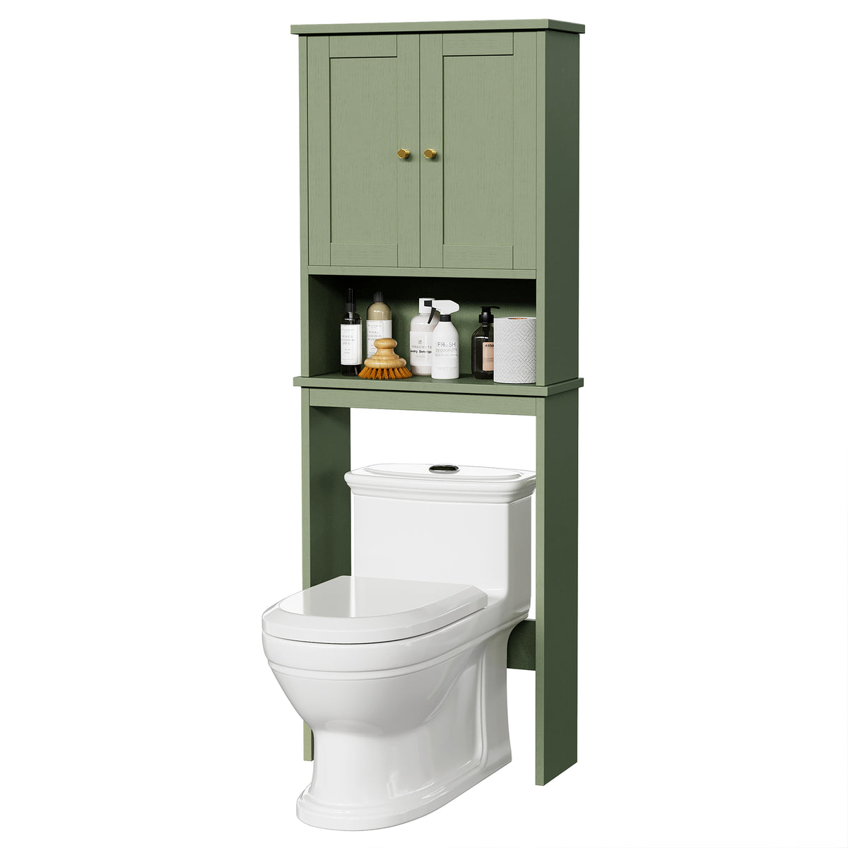 Meilocar Over the Toilet Storage Cabinet, Bathroom Storage Organizer Over Toilet, Space Saver W/Adjustable Shelf & Open Shelf