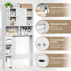 Meilocar Over the Toilet Storage Cabinet, Freestanding Storage Cabinet Over Toilet, Bathroom Storages Organizer Cabinets with Toilet Paper Holder Stand and Adjustable Shelf