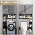 Meilocar Over Toilet Storage Cabinet with Toilet Paper Holder Stand, Freestanding Bathroom Storage Cabinet Over Toilet Organizer Space Saver W/Adjustable Shelf,