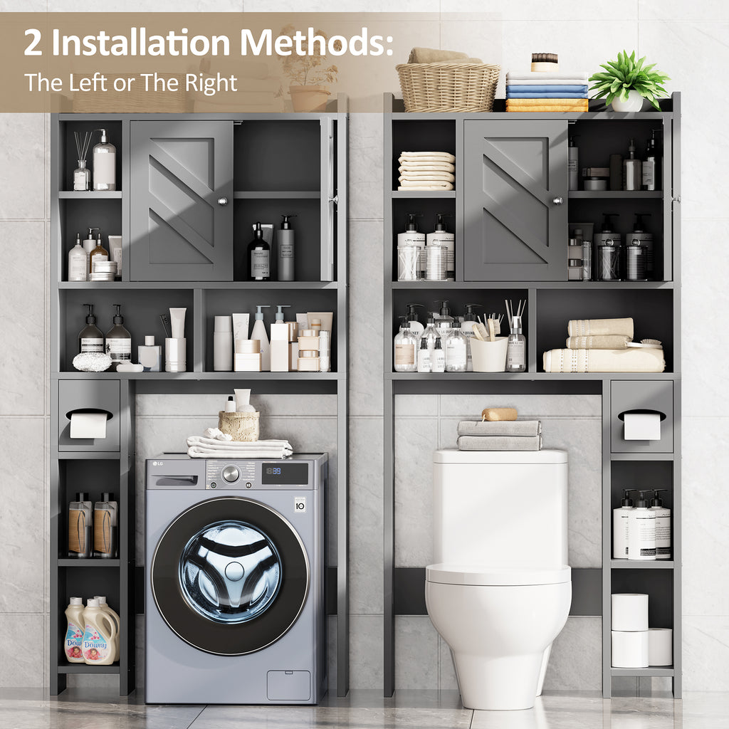 Meilocar Over the Toilet Storage Cabinet, Freestanding Storage Cabinet Over Toilet, Bathroom Storages Organizer Cabinets with Toilet Paper Holder Stand and Adjustable Shelf