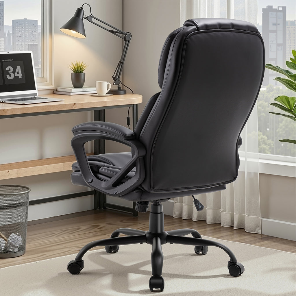 Meilocar Ergonomic Office Chair with High Back, Comfy Desk Chair, Adjustable Executive Office Chair for Home Office, Big and Tall Computer Chair Heavy Duty, Set of 2, Faux Leather Black