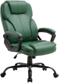 Meilocar Home Office Chair, Big and Tall Computer Chair Heavy Duty, Ergonomic Chairs with High Back and Armrests, 360° Swivel, Thick Wide Cushion, Faux Leather Black, Green