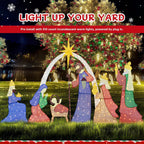 Meilocar 6FT Lighted Nativity Scene Outdoor Christmas Decoration, 4 PC Set Pre-Lit Holy Family Set Mary Joseph Jesus North Star with 240 LED Lights for Lawn Yard Patio
