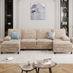 Meilocar Sectional Couches for Living Room, 106 in U Shaped Couch Soft Sectional Sofa with Double Chaise, Comfortable 4 Seat Couch