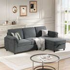 Meilocar Sectional Couch for Living Room, 79in Sectional Sofa with Ottoman, L Shaped Couch with Armrests Side Storage Pockage, 3-Seat Sofa Couches for Apartment, Black