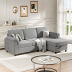 Meilocar Sectional Couch for Living Room, 79in Sectional Sofa with Ottoman, L Shaped Couch with Armrests Side Storage Pockage, 3-Seat Sofa Couches for Apartment, Black