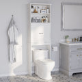 Meilocar Over the Toilet Storage Cabinet for Bathroom, 75in Black Over Toilet Cabinet Freestanding Storage Organizer, Space Saver with Doors and Adjustable Shelf