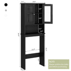 Meilocar Over the Toilet Storage Cabinet, Bathroom Storage Cabinet, 65.4 Inch Space Saver, Storage Organizer Over Toilet with Glass Doors and Adjustable Shelf