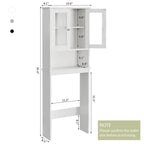 Meilocar Over the Toilet Storage Cabinet, Bathroom Storage Cabinet, 65.4 Inch Space Saver, Storage Organizer Over Toilet with Glass Doors and Adjustable Shelf