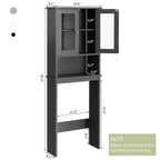 Meilocar Over the Toilet Storage Cabinet, Bathroom Storage Cabinet, 65.4 Inch Space Saver, Storage Organizer Over Toilet with Glass Doors and Adjustable Shelf