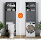 Meilocar Over the Toilet Storage Cabinet for Bathroom, 75in Black Over Toilet Cabinet Freestanding Storage Organizer, Space Saver with Doors and Adjustable Shelf