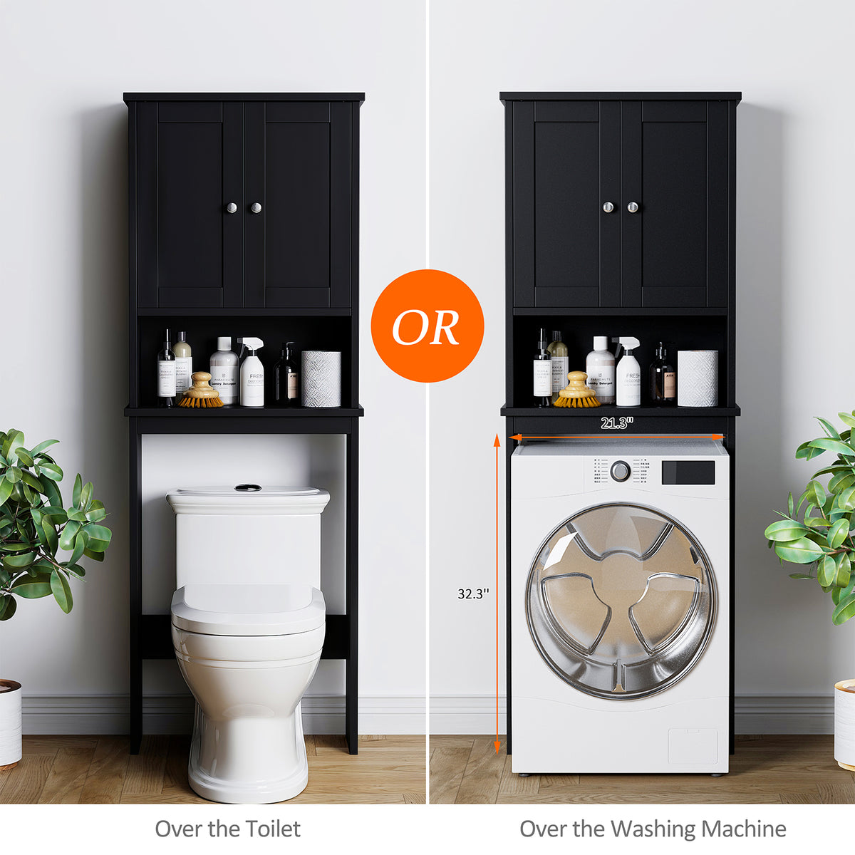 Meilocar Over the Toilet Storage Cabinet, Bathroom Storage Cabinet White Organizer Over Toilet, Bathroom Space Saver with Adjustable Shelf