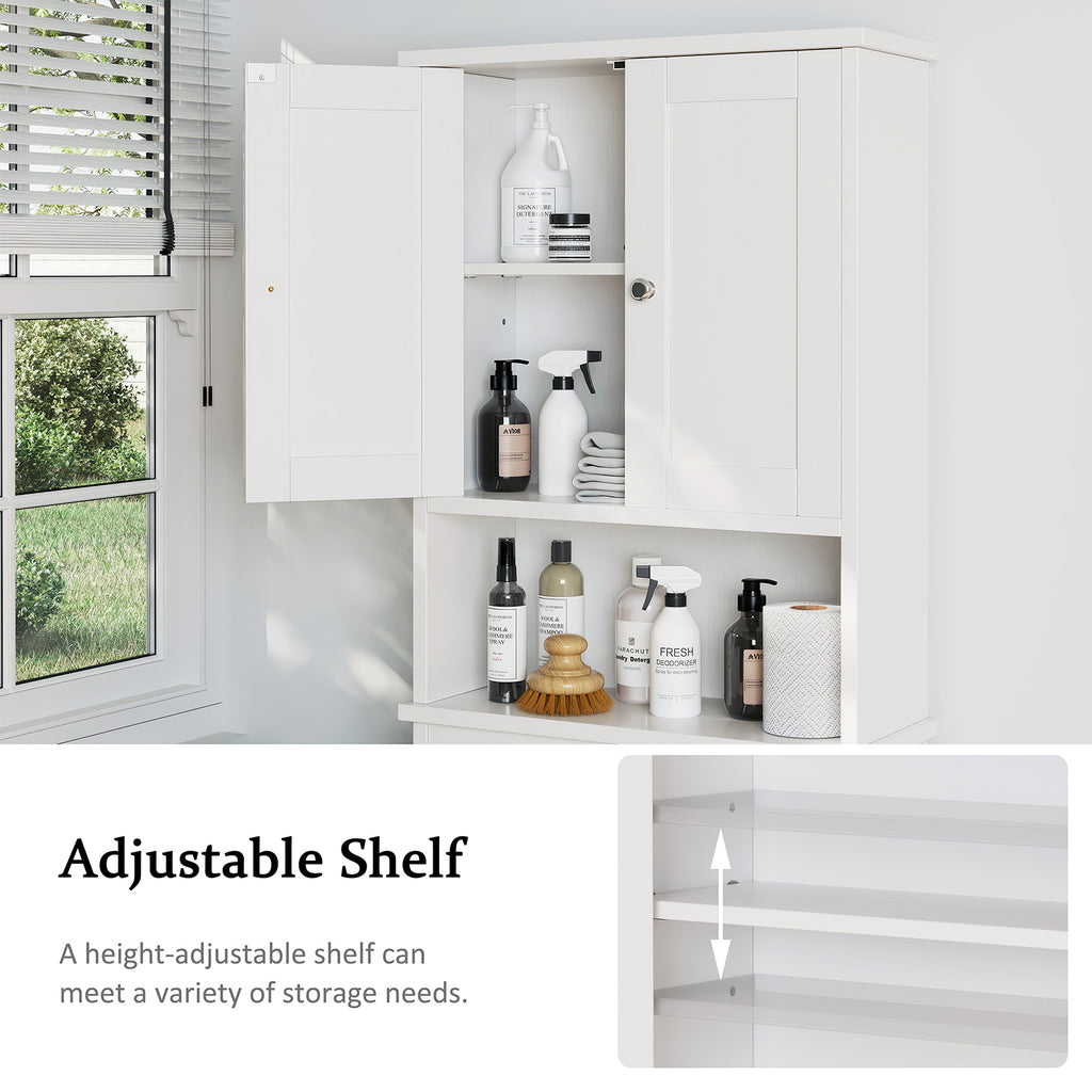 Meilocar Over the Toilet Storage Cabinet, Bathroom Storage Organizer Over Toilet, Space Saver W/Adjustable Shelf & Open Shelf