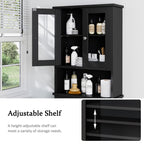 Meilocar Over the Toilet Storage Cabinet, Bathroom Storage Cabinet, 65.4 Inch Space Saver, Storage Organizer Over Toilet with Glass Doors and Adjustable Shelf
