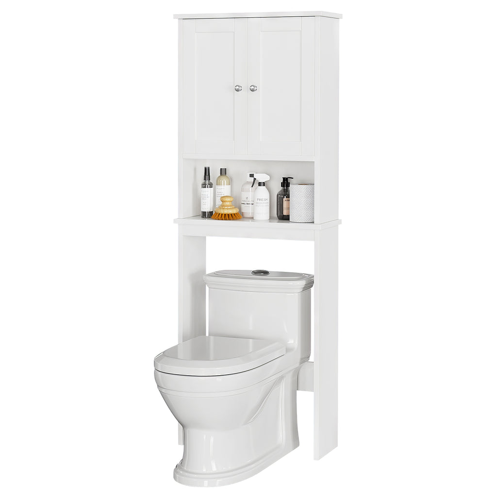 Meilocar Over the Toilet Storage Cabinet, Bathroom Storage Organizer Over Toilet, Space Saver W/Adjustable Shelf & Open Shelf