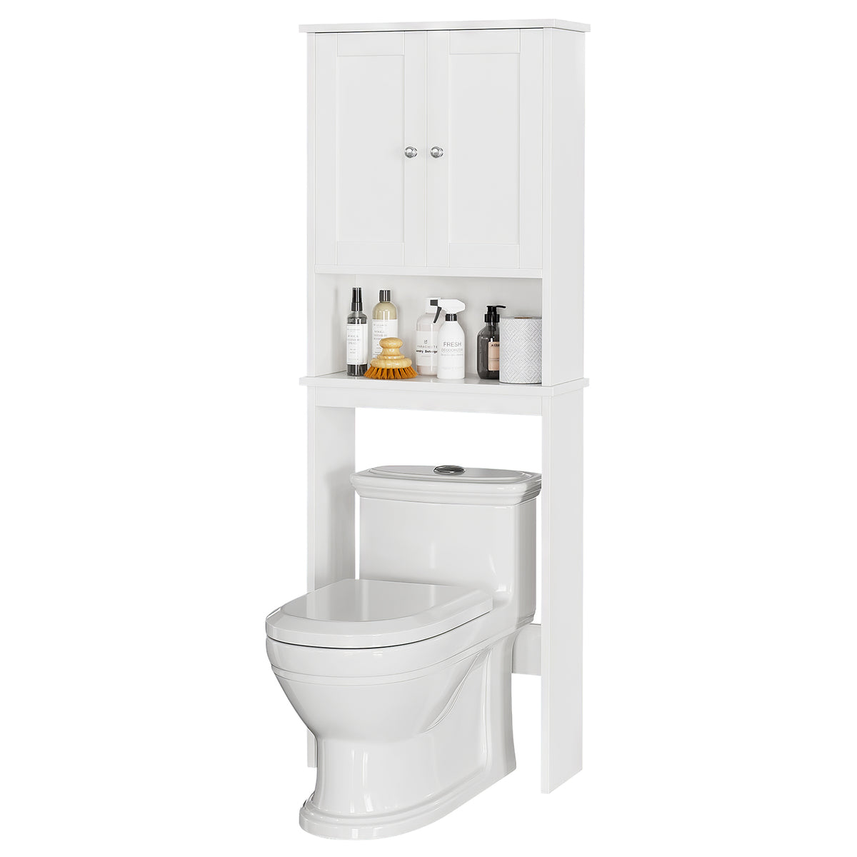 Meilocar Over the Toilet Storage Cabinet, Bathroom Storage Organizer Over Toilet, Space Saver W/Adjustable Shelf & Open Shelf