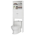 Meilocar Over the Toilet Storage Cabinet for Bathroom, 75in Black Over Toilet Cabinet Freestanding Storage Organizer, Space Saver with Doors and Adjustable Shelf