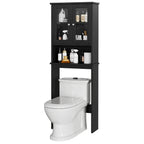 Meilocar Over the Toilet Storage Cabinet, Bathroom Storage Cabinet, 65.4 Inch Space Saver, Storage Organizer Over Toilet with Glass Doors and Adjustable Shelf