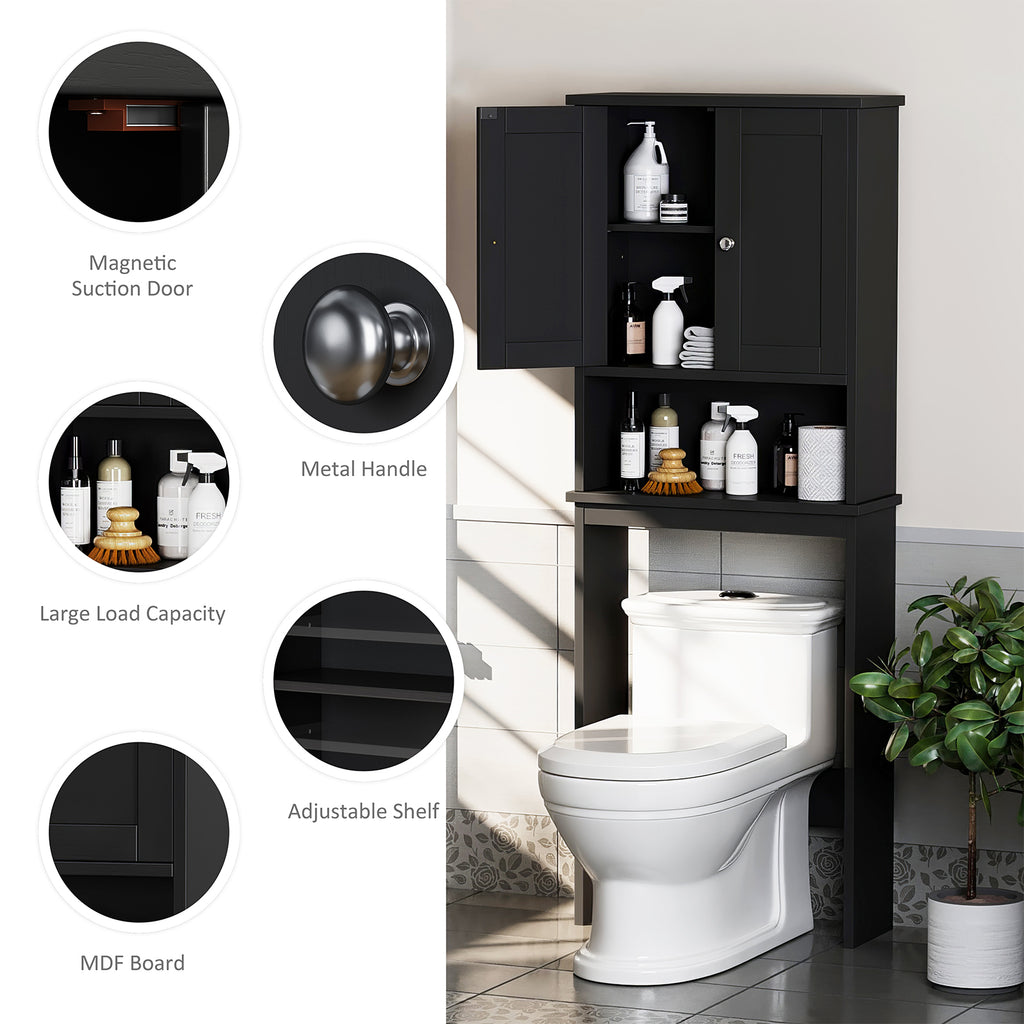 Meilocar Over the Toilet Storage Cabinet, Bathroom Storage Cabinet White Organizer Over Toilet, Bathroom Space Saver with Adjustable Shelf