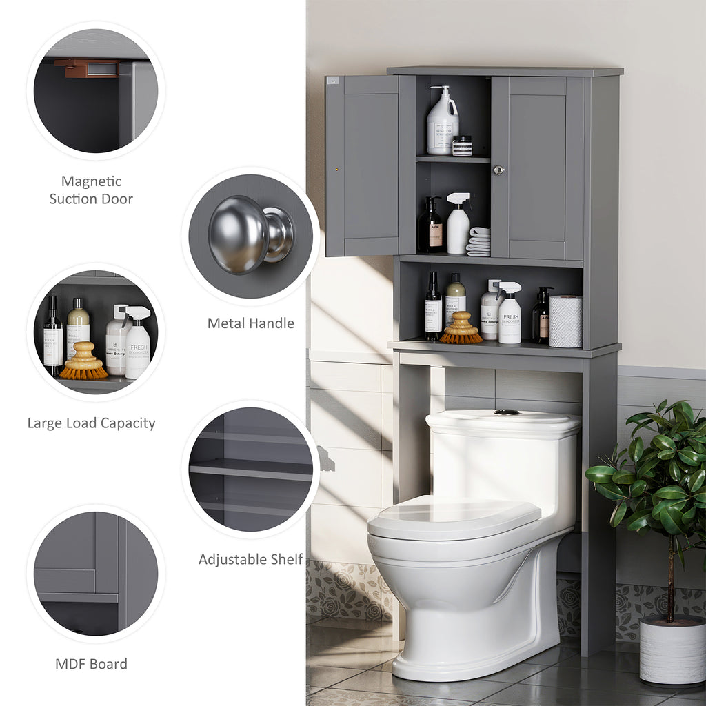Meilocar Over the Toilet Storage Cabinet, Bathroom Storage Cabinet White Organizer Over Toilet, Bathroom Space Saver with Adjustable Shelf