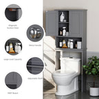 Meilocar Over the Toilet Storage Cabinet, Bathroom Storage Cabinet White Organizer Over Toilet, Bathroom Space Saver with Adjustable Shelf