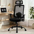 Meilocar Ergonomic Office Chair, Office Desk Chair with High Back Mesh and Adjustable Lumbar Support, Rolling Work Chairs with Wheels and Adjustable Headrests, Wide Cushion