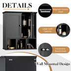 Meilocar Bathroom Wall Cabinet, Bathroom Cabinet Wall Mount with 2 Doors and 3 Open Shelves, Over the Toilet Wood Medicine Cabinets for Laundry Room