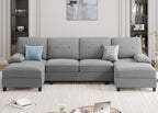 Meilocar Sectional Couches for Living Room, 106 in U Shaped Couch Soft Sectional Sofa with Double Chaise, Comfortable 4 Seat Couch