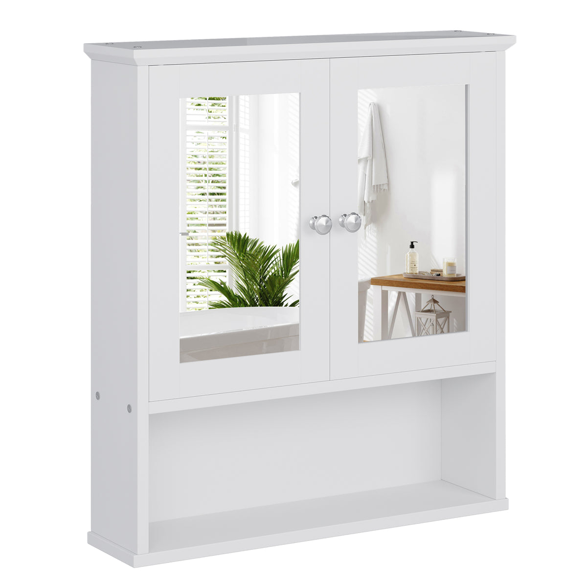Meilocar Bathroom Wall Cabinet with Mirror, Bathroom Mirror Cabinet Wall Mounted, Over Toilet Medicine Cabinets with Adjustable Shelf, Large Capacity