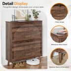 Shoe Cabinet with 2 Flip Drawers, Freestanding Wooden Shoe Storage Cabinet, Modern Fluted Shoe Organizer with Fluted Doors for Entryway, Hallway