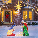 Meilocar 6FT Lighted Nativity Scene Outdoor Christmas Decoration, 4 PC Set Pre-Lit Holy Family Set Mary Joseph Jesus North Star with 240 LED Lights for Lawn Yard Patio