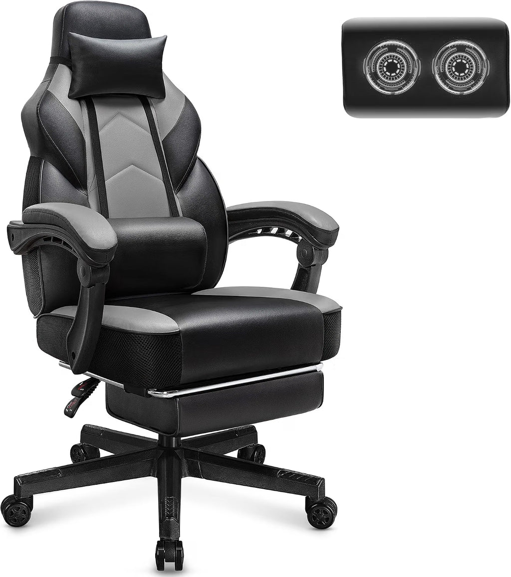 Meilocar Gaming Chair for Adult, Computer Chair with Footrest Video Game Chair Big and Tall Gaming Chair with Massage Lumbar Support, Adjustable Height and 360° Swivel Seat