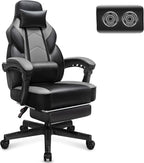 Meilocar Gaming Chair for Adult, Computer Chair with Footrest Video Game Chair Big and Tall Gaming Chair with Massage Lumbar Support, Adjustable Height and 360° Swivel Seat