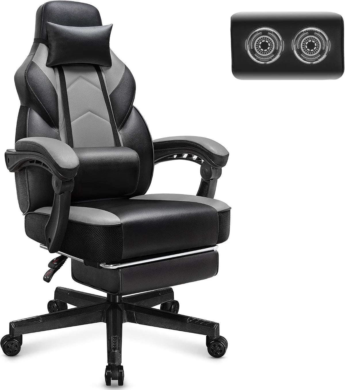 Meilocar Gaming Chair for Adult, Computer Chair with Footrest Video Game Chair Big and Tall Gaming Chair with Massage Lumbar Support, Adjustable Height and 360° Swivel Seat