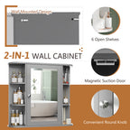 Meilocar Bathroom Medicine Cabinet with Mirror, Mirror Cabinet with 6 Open Shelves, Modern Bathroom Wall Cabinet Medicine Cabinet,