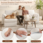 Meilocar Sectional Couches for Living Room Cloud Couch with Ottoman, Upholstered Boneless Couches Modern Modular L Shaped Couch 3 Seater Sofa, No Assembly Required, Washable Covers