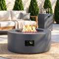 Meilocar 2-Piece Propane Fire Pit Table Set, 30 Inch 50,000 BTU, Includes Propane Tank Storage Side Table, Removable Flat Lid, Lava Rocks, Weather-Resistant Design for Outdoor Patio Deck